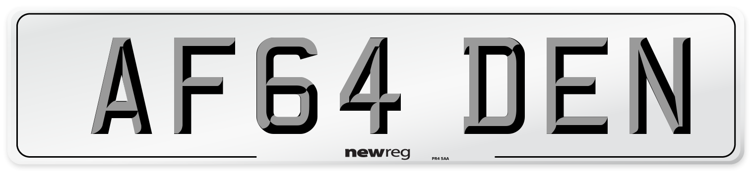 AF64 DEN Number Plate from New Reg